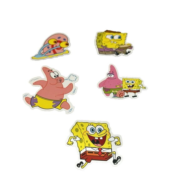 SpongeBob SquarePants 5pc Vinyl Stickers Set Cartoon Water Bottle Laptop Decals - Picture 1 of 4